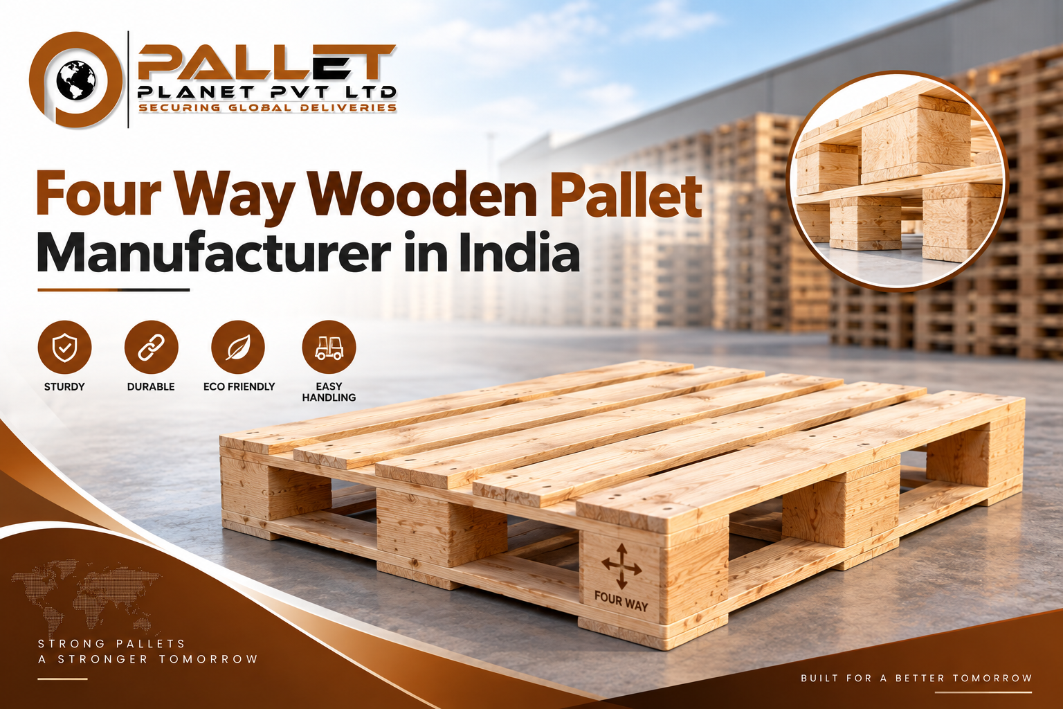 Four Way Wooden Pallet Manufacturer in India - ISPM 15 Export Pallets | Pallet Planet