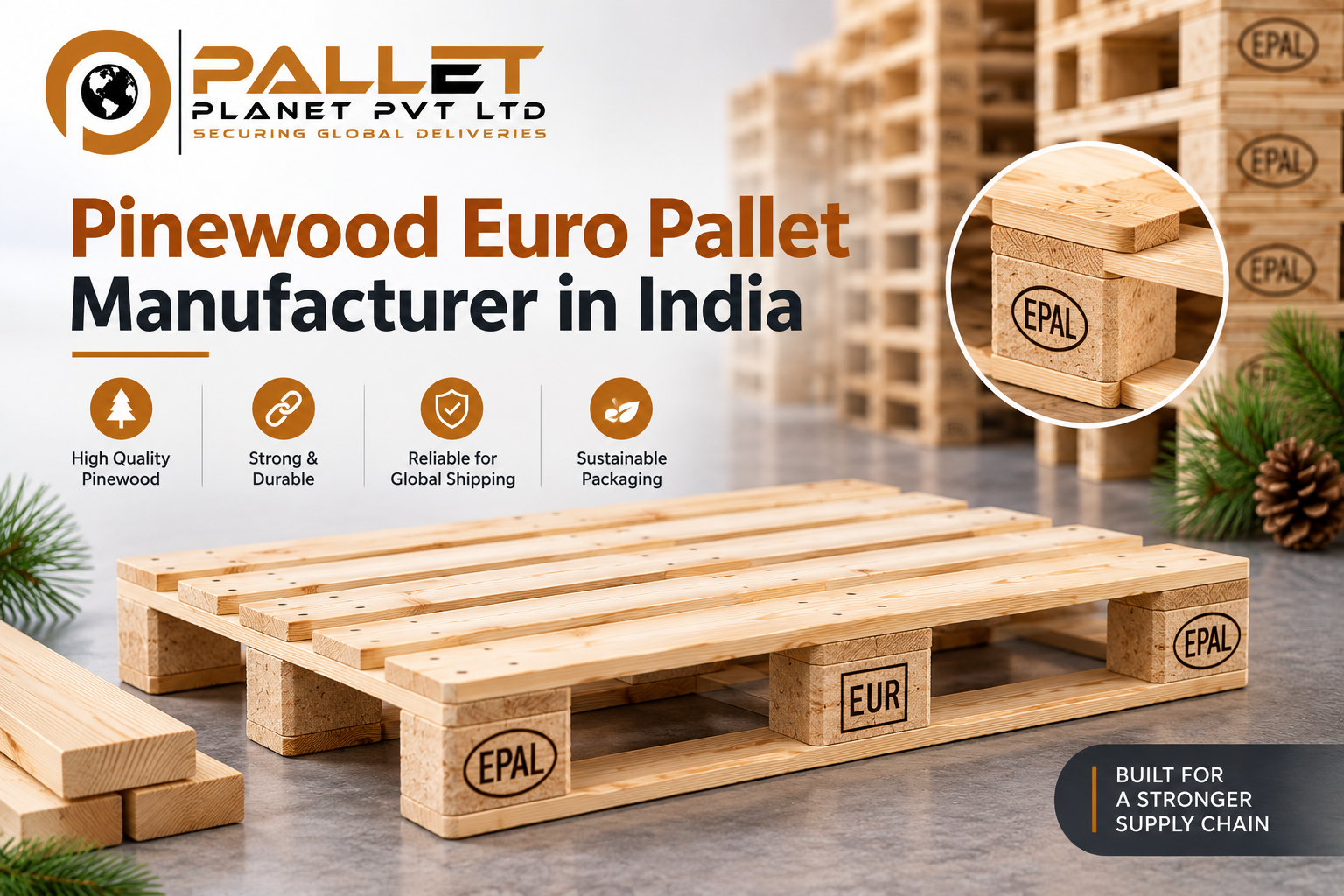 Pinewood Euro Pallet Manufacturer in India - ISPM 15 Export Pallets by PalletPlanet